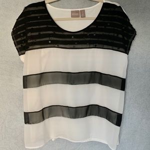 Black and white striped flowy shirt